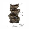 9x5x14" Indoor Brown Wood-Look Water Fountain, 4-Tier Polyresin Cascading Wood Tabletop Fountain with LED Light